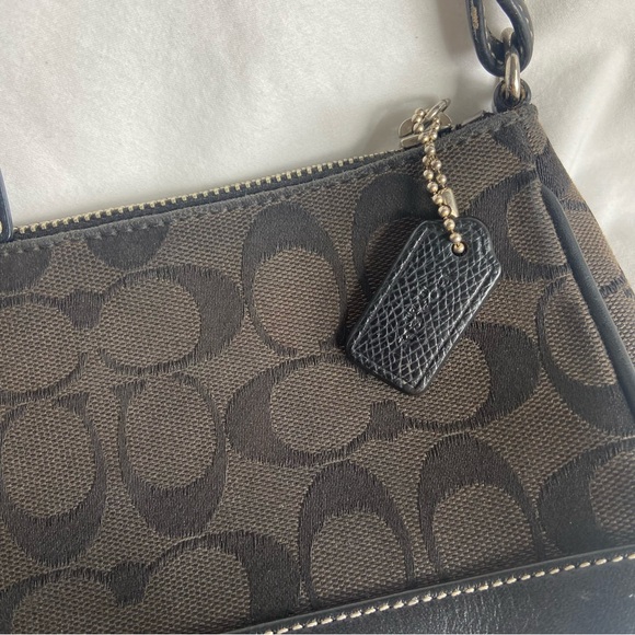 Coach Y2K Black Demi Leather and C Canvas Baguette Mini Shoulder Bag VTG Black - Picture 4 of 6